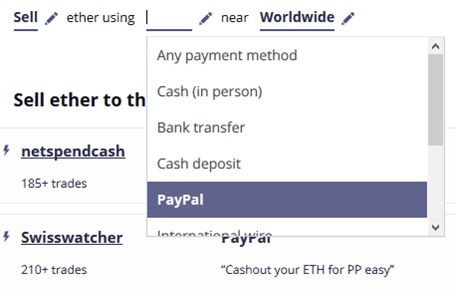 تداول ETH إلى PayPal